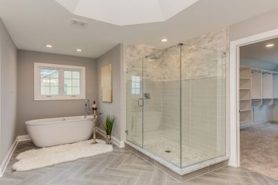 Contemporary Walk-In with Glass Enclosure